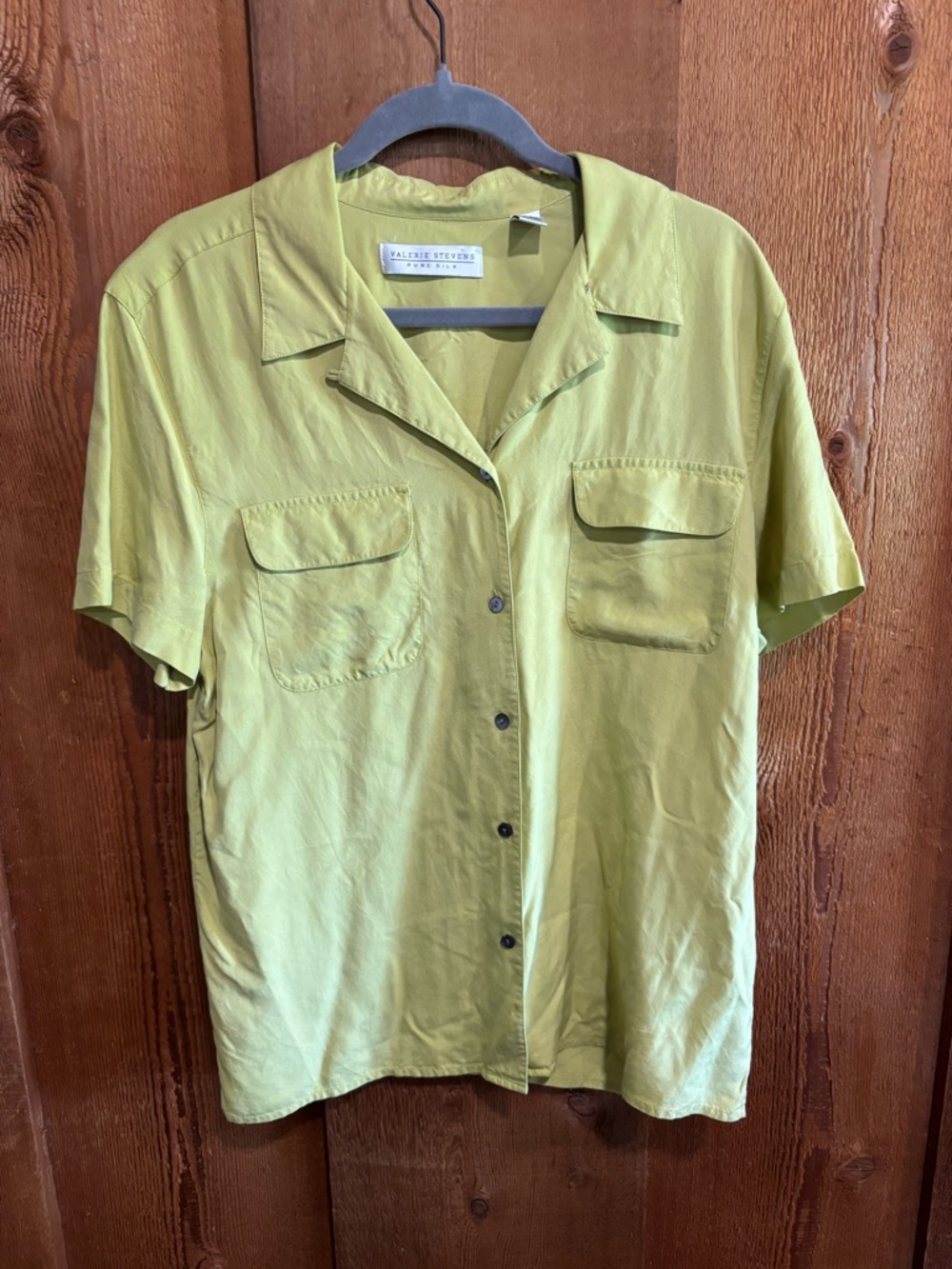 Valerie Stevens 100% Silk Short-Sleeve Camp Shirt